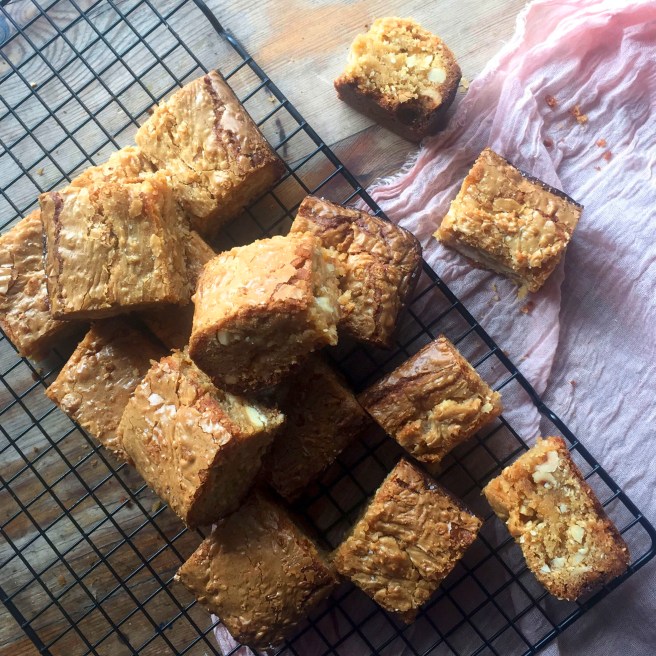 HEAT COOKS THE BOOKS: Tom Kerridge's White Chocolate & Pistachio Blondies 