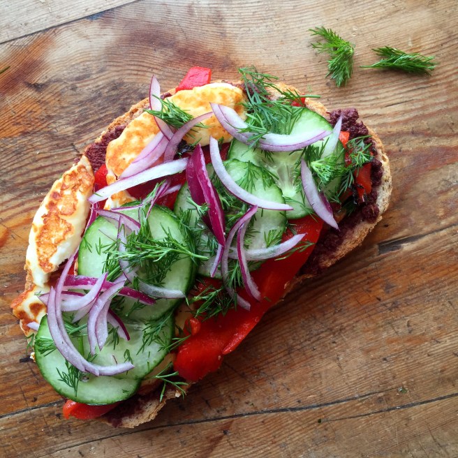 Halloumi, Tapenade & Cucumber Sandwich