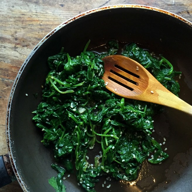 Sesame wilted greens