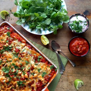 Mexican mixed bean lasagne 