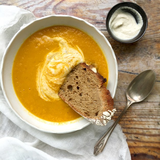 Carrot &amp; ginger soup with cashew cream