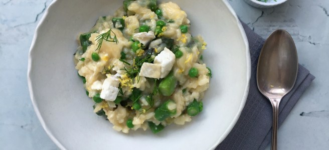 Asparagus, pea and goats cheese risotto Final