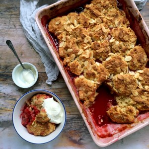 Plum and ginger cobbler