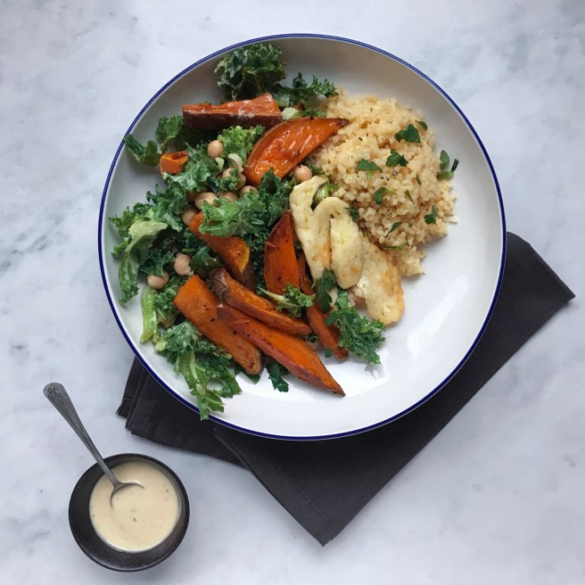 Kale, sweet potato & tahini bowl 