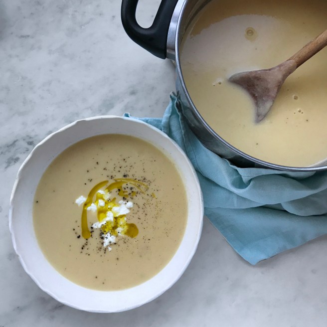 Celariac goats cheese soup