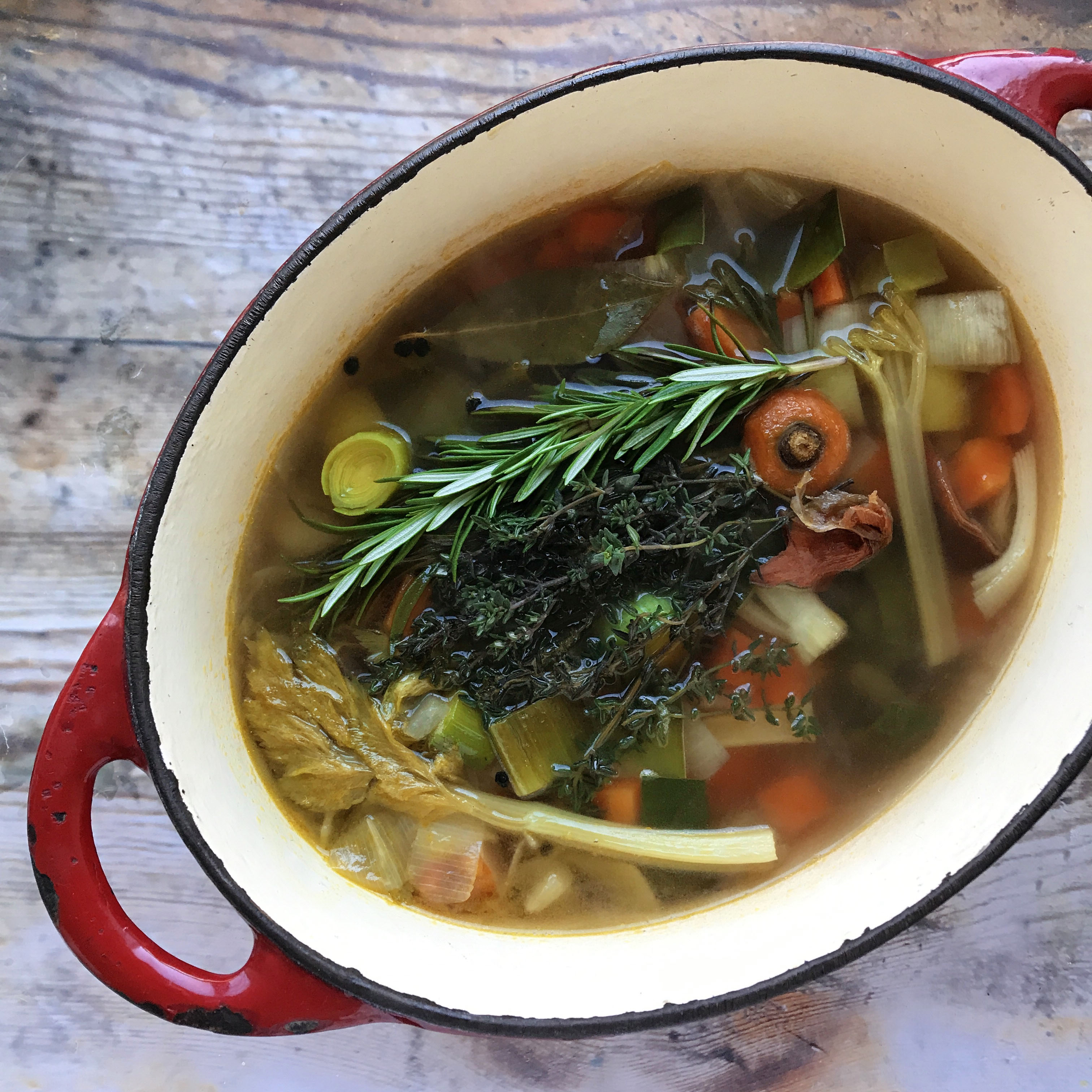 Homemade vegetable stock